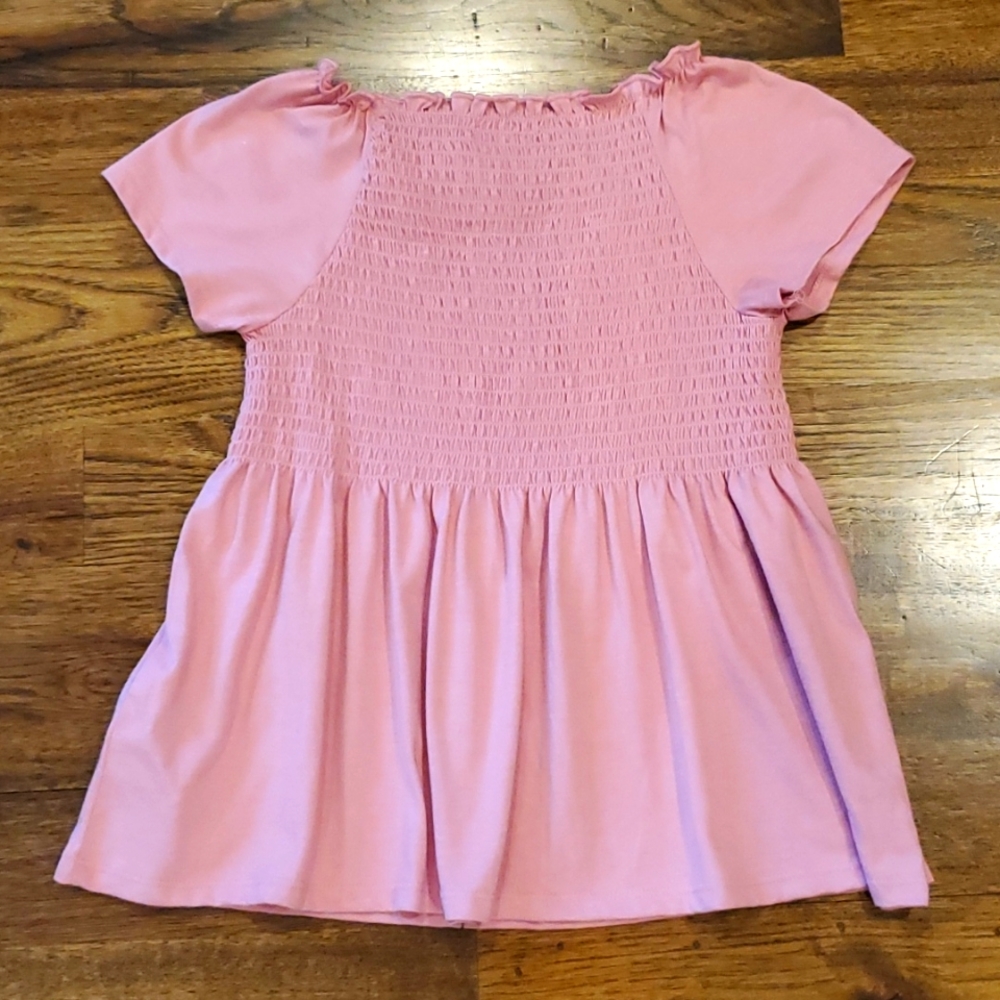 Girls Isaac Mizrahi NY pink smocked short sleeve shirt size M(10/12) - Picture 4 of 4
